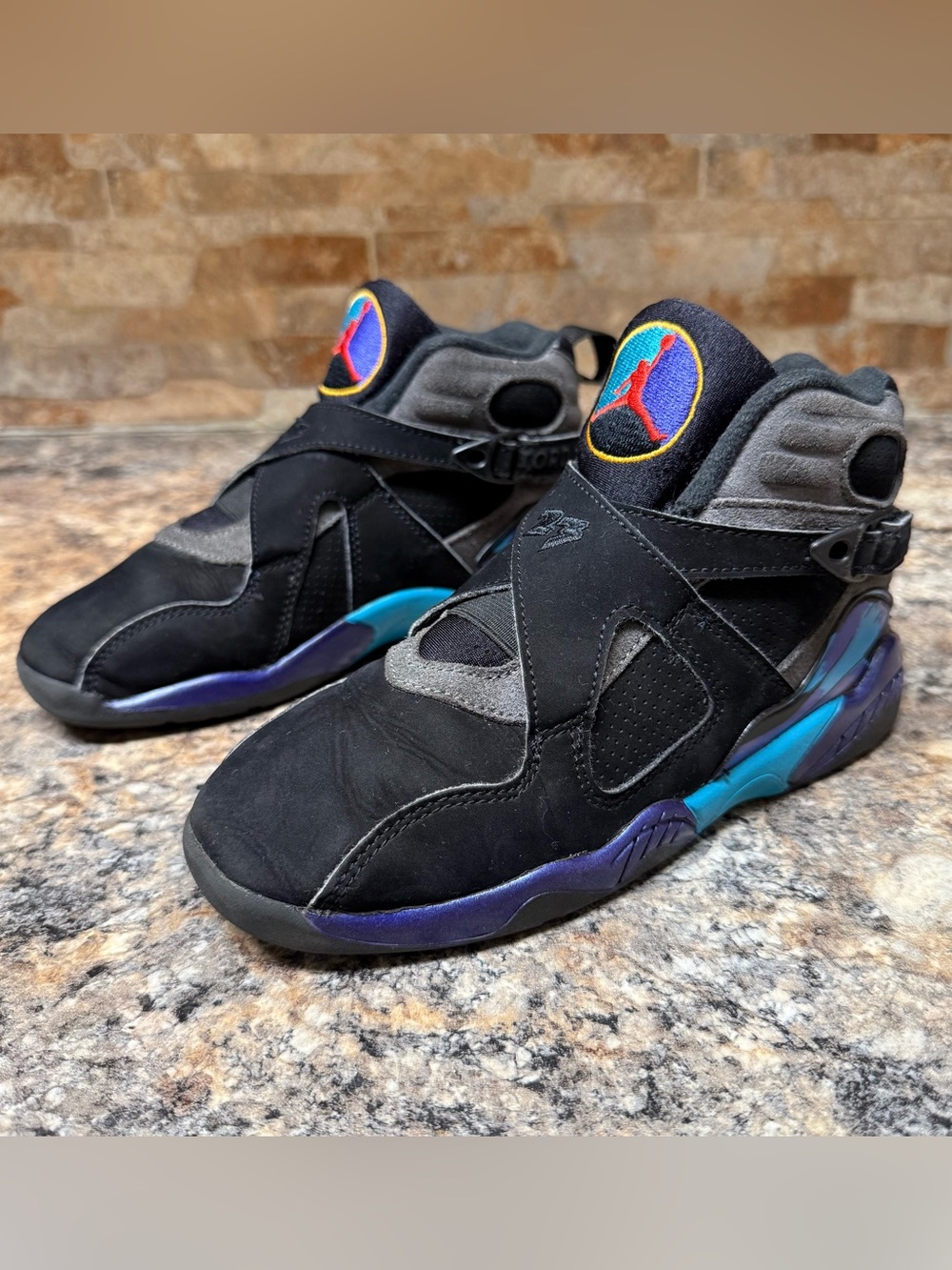 Nike Air Jordan 8 Retro GS Aqua/Black/Purple/Blue Sneaker 305369-006 Size 1Y